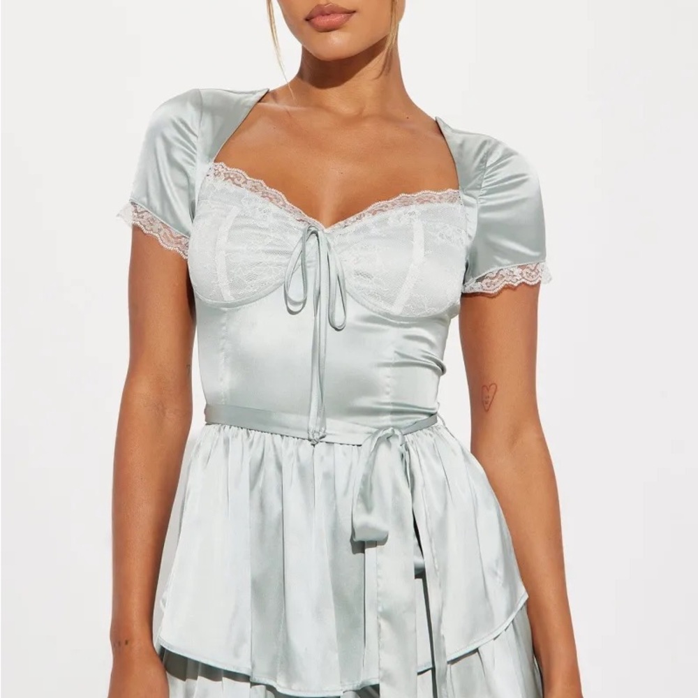 Fashion Nova Gray Lace Trim Jumpsuit